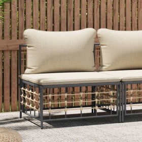 Zentrales Gartensofa mit beigen Kissen aus synthetischem Rattan von vidaXL, Modulare Sofas für den Außenbereich - Ref: Foro24...