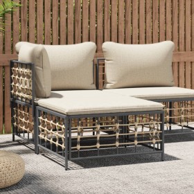 Gartenhocker mit beigem synthetischem Rattankissen von vidaXL, Modulare Sofas für den Außenbereich - Ref: Foro24-364132, Prei...