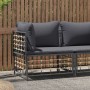 Garten-Ecksofa mit dunkelgrauen synthetischen Rattankissen von vidaXL, Modulare Sofas für den Außenbereich - Ref: Foro24-3641...