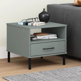 OSLO bedside table with metal legs solid gray pine wood by vidaXL, Side tables - Ref: Foro24-351031, Price: 45,53 €, Discount: %