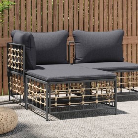 Gartenhocker mit dunkelgrauem synthetischem Rattankissen von vidaXL, Modulare Sofas für den Außenbereich - Ref: Foro24-364136...