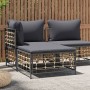 Gartenhocker mit dunkelgrauem synthetischem Rattankissen von vidaXL, Modulare Sofas für den Außenbereich - Ref: Foro24-364136...