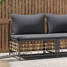 Central garden sofa with dark gray synthetic rattan cushions by vidaXL, Modular outdoor sofas - Ref: Foro24-364135, Price: 57...