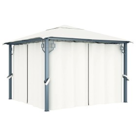 Cenador con cortina color crema aluminio 300x300 cm de vidaXL, Carpas y cenadores - Ref: Foro24-48042, Precio: 466,99 €, Desc...