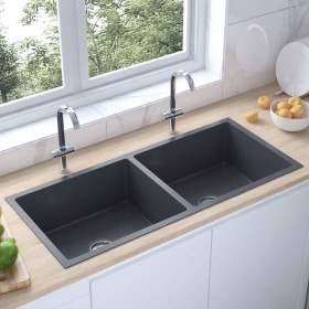 Handgefertigtes Waschbecken aus schwarzem Edelstahl von vidaXL, Sinkt - Ref: Foro24-51525, Preis: 189,99 €, Rabatt: %