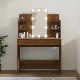 Dressing table with LED brown oak 96x40x142 cm by vidaXL, Bedroom Dressers - Ref: Foro24-820489, Price: 171,41 €, Discount: %