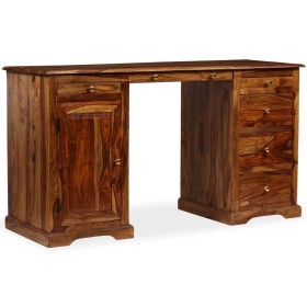 Escritorio de pedestal madera maciza de Sheesham 140x50x76 cm de vidaXL, Escritorios - Ref: Foro24-244684, Precio: 637,99 €, ...