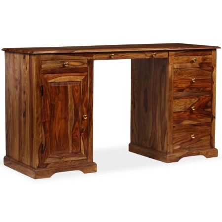 Escritorio de pedestal madera maciza de Sheesham 140x50x76 cm de vidaXL, Escritorios - Ref: Foro24-244684, Precio: 637,27 €, ...