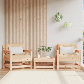 Sillones de jardín con cojines 2 uds madera maciza de pino de vidaXL, Sofás modulares de exterior - Ref: Foro24-825562, Preci...