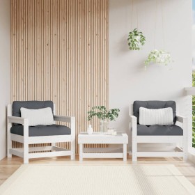 Gartensessel mit Kissen 2 Stück aus massivem weißem Kiefernholz von vidaXL, Modulare Sofas für den Außenbereich - Ref: Foro24...