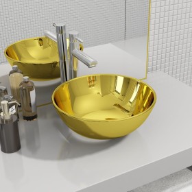 Golden ceramic washbasin 28x10 cm by vidaXL, Sinks - Ref: Foro24-143490, Price: 71,41 €, Discount: %