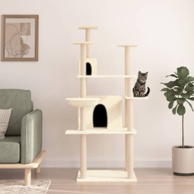 Katzenkratzbaum mit cremefarbenen Sisalstämmen, 166 cm von vidaXL, Katzenmöbel - Ref: Foro24-171723, Preis: 71,50 €, Rabatt: %