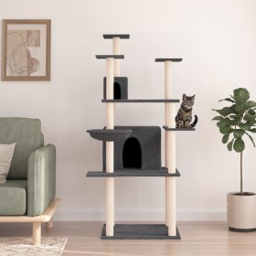 Rascador para gatos con postes de sisal gris oscuro 166 cm de vidaXL, Mobiliario para gatos - Ref: Foro24-171725, Precio: 71,...