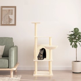 Katzenkratzbaum mit cremefarbenen Sisalstämmen, 132 cm von vidaXL, Katzenmöbel - Ref: Foro24-171726, Preis: 49,99 €, Rabatt: %