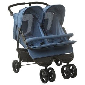 Carrito para gemelos de acero azul marino de vidaXL, Cochecitos de bebé - Ref: Foro24-10244, Precio: 293,41 €, Descuento: %