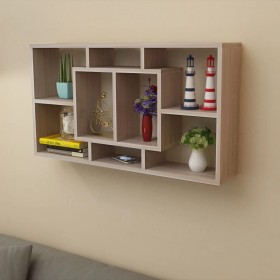 Suspended shelf with 8 compartments in oak color by vidaXL, Shelves and shelves - Ref: Foro24-242549, Price: 38,53 €, Discoun...