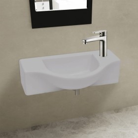 Lavabo de cerámica blanco con agujero para grifo de vidaXL, Lavabos - Ref: Foro24-141930, Precio: 51,74 €, Descuento: %