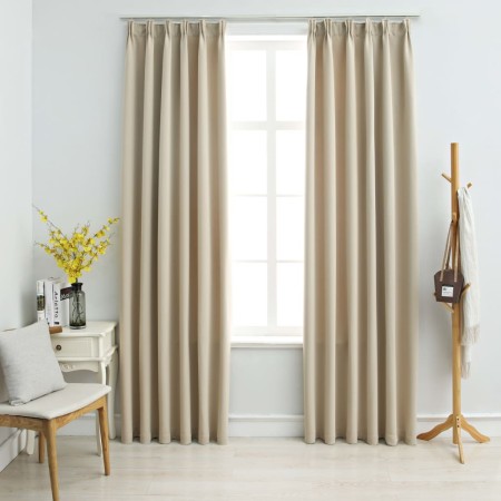 Cortinas opacas con ganchos 2 unidades beige 140x175 cm de vidaXL, Cortinas y visillos - Ref: Foro24-134446, Precio: 32,91 €,...