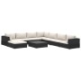 Set de muebles de jardín 9 pzas y cojines ratán sintético negro de vidaXL, Conjuntos de jardín - Ref: Foro24-46774, Precio: 6...