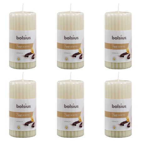 Bolsius Fluted scented candles 6 units vanilla 120x58 mm by Bolsius, Candles - Ref: Foro24-428073, Price: 34,56 €, Discount: %