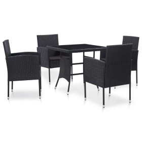 Juego de comedor de jardín 5 piezas de ratán sintético negro de vidaXL, Conjuntos de jardín - Ref: Foro24-46402, Precio: 286,...