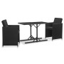 Set comedor de jardín 3 piezas y cojines ratán sintético negro de vidaXL, Conjuntos de jardín - Ref: Foro24-46373, Precio: 23...