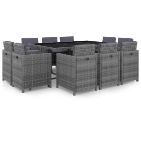 11-piece garden dining set with gray synthetic rattan cushions by vidaXL, Garden sets - Ref: Foro24-46378, Price: 979,99 €, D...