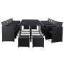 Set comedor de jardín 15 piezas y cojines ratán sintético negro de vidaXL, Conjuntos de jardín - Ref: Foro24-46420, Precio: 1...