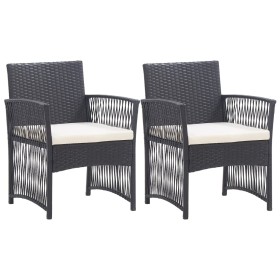 Garden armchairs with cushions 2 units black synthetic rattan by vidaXL, Garden chairs - Ref: Foro24-46438, Price: 120,98 €, ...