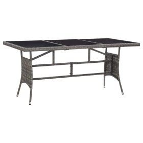 Mesa de jardín ratán sintético gris 170x80x74 cm de vidaXL, Mesas de jardín - Ref: Foro24-46415, Precio: 175,99 €, Descuento: %