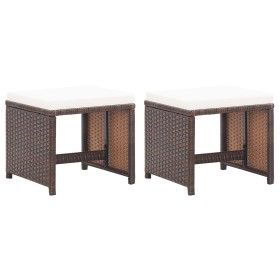 Garden stools 2 units with brown synthetic rattan cushions by vidaXL, Garden chairs - Ref: Foro24-46417, Price: 88,68 €, Disc...