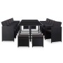 Set comedor de jardín 15 piezas y cojines ratán sintético negro de vidaXL, Conjuntos de jardín - Ref: Foro24-46424, Precio: 1...