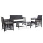 Set muebles de jardín 4 piezas y cojines ratán sintético negro de vidaXL, Conjuntos de jardín - Ref: Foro24-46434, Precio: 22...