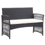 Set muebles de jardín 4 piezas y cojines ratán sintético negro de vidaXL, Conjuntos de jardín - Ref: Foro24-46434, Precio: 22...