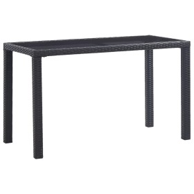 Mesa de jardín de ratán sintético negro 123x60x74 cm de vidaXL, Mesas de jardín - Ref: Foro24-46446, Precio: 176,99 €, Descue...