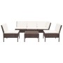 Set muebles de jardín 6 piezas y cojines ratán sintético marrón de vidaXL, Conjuntos de jardín - Ref: Foro24-48935, Precio: 3...