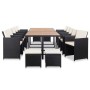 Set comedor de jardín 15 piezas y cojines ratán sintético negro de vidaXL, Conjuntos de jardín - Ref: Foro24-46425, Precio: 1...