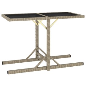 Mesa de jardín de vidrio y ratán sintético beige 110x53x72 cm de vidaXL, Mesas de jardín - Ref: Foro24-46454, Precio: 50,58 €...