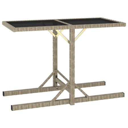 Mesa de jardín de vidrio y ratán sintético beige 110x53x72 cm de vidaXL, Mesas de jardín - Ref: Foro24-46454, Precio: 50,99 €...