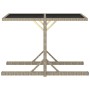 Garden table with glass top and beige synthetic rattan 110x53x72 cm by vidaXL, Garden tables - Ref: Foro24-46454, Price: 50,5...