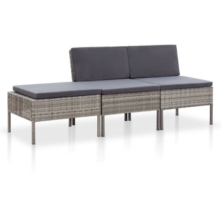 3-piece garden furniture set and gray synthetic rattan cushions by vidaXL, Garden sets - Ref: Foro24-48958, Price: 119,99 €, ...