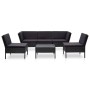 Set muebles de jardín 6 piezas y cojines ratán sintético negro de vidaXL, Conjuntos de jardín - Ref: Foro24-48949, Precio: 39...