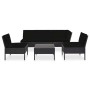 Set muebles de jardín 6 piezas y cojines ratán sintético negro de vidaXL, Conjuntos de jardín - Ref: Foro24-48937, Precio: 38...