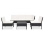 Set muebles de jardín 6 piezas y cojines ratán sintético negro de vidaXL, Conjuntos de jardín - Ref: Foro24-48936, Precio: 40...