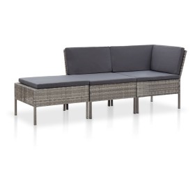 3-piece garden furniture set and gray synthetic rattan cushions by vidaXL, Garden sets - Ref: Foro24-48962, Price: 287,15 €, ...