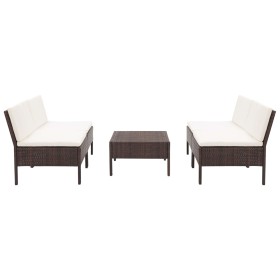 5-teiliges Gartensofa-Set und braune synthetische Rattankissen von vidaXL, Gartensets - Ref: Foro24-48943, Preis: 297,15 €, R...