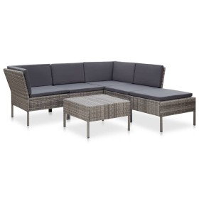 Set de muebles de jardín 6 pzas y cojines ratán sintético gris de vidaXL, Conjuntos de jardín - Ref: Foro24-48942, Precio: 48...