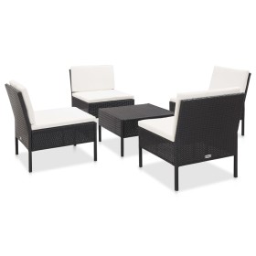 5-teiliges Gartensofa-Set und schwarze synthetische Rattankissen von vidaXL, Gartensets - Ref: Foro24-48944, Preis: 328,99 €,...