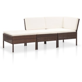 3-piece garden furniture set and brown synthetic rattan cushions by vidaXL, Garden sets - Ref: Foro24-48959, Price: 293,12 €,...