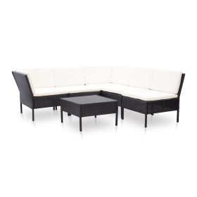 6-piece garden furniture set and black synthetic rattan cushions by vidaXL, Garden sets - Ref: Foro24-48948, Price: 416,52 €,...